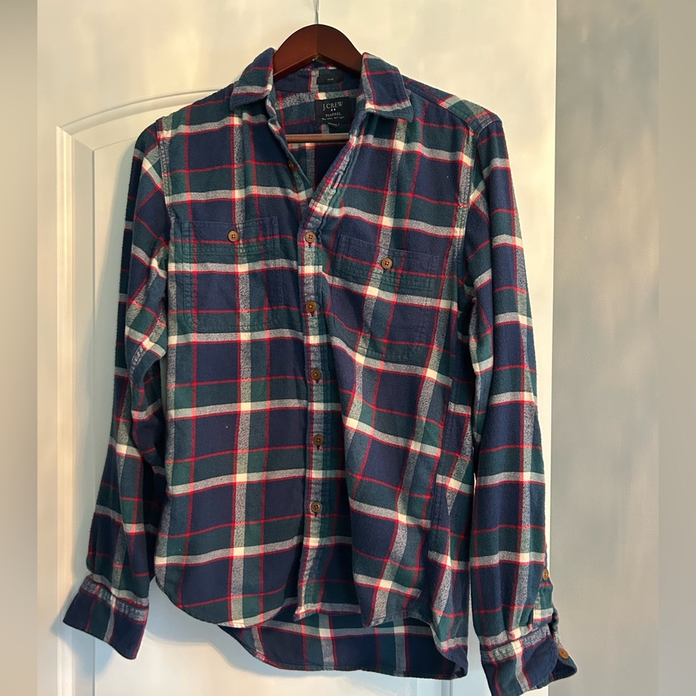 J.Crew Plaid Flannel Shirt - Navy and Red